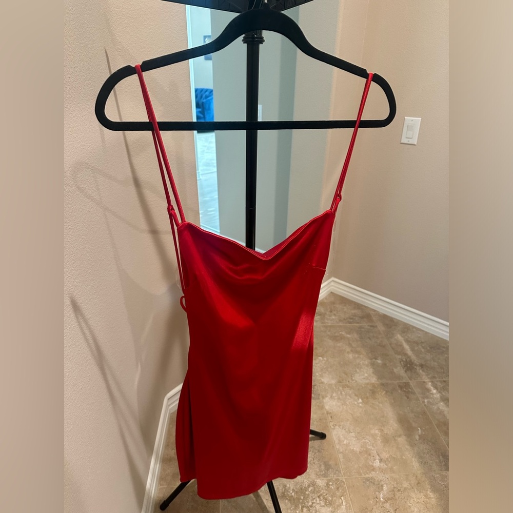 Red dress- open back- new size L